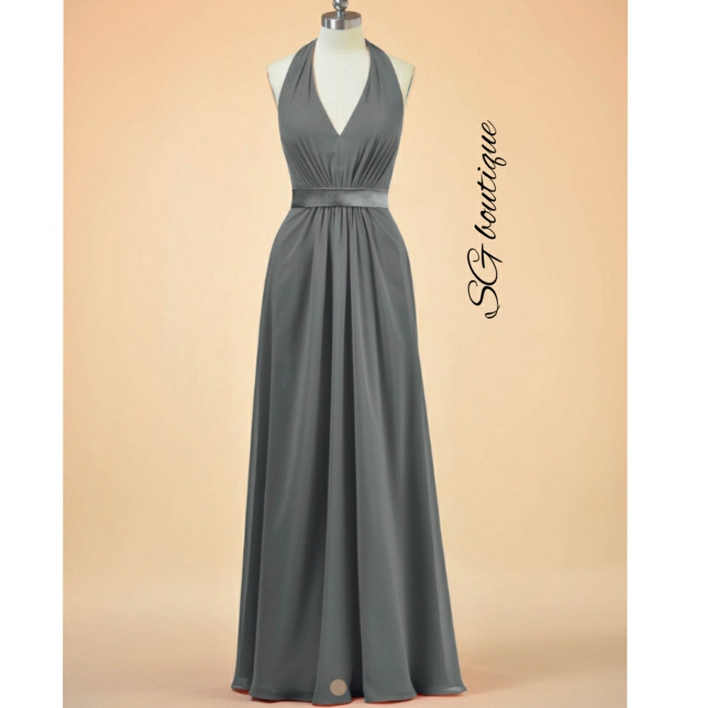 🆕⭐Steel grey v-neck maxi gown dress